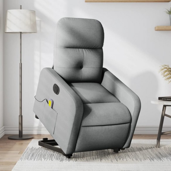 Fauteuil inclinable de massage électrique Gris clair Tissu