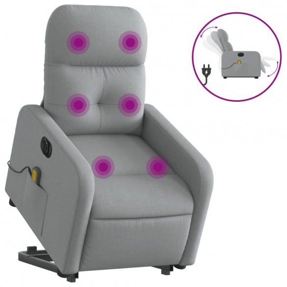 Fauteuil inclinable de massage électrique Gris clair Tissu