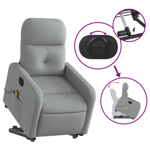 Fauteuil inclinable de massage électrique Gris clair Tissu