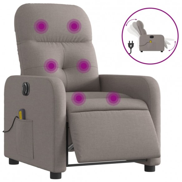 Fauteuil de massage inclinable électrique Taupe Tissu