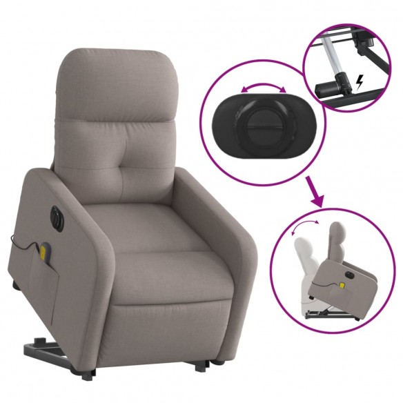 Fauteuil inclinable de massage électrique Taupe Tissu