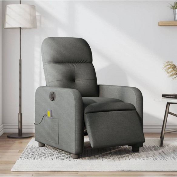 Fauteuil inclinable de massage électrique gris foncé tissu