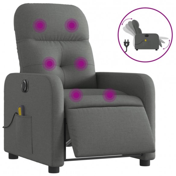 Fauteuil inclinable de massage électrique gris foncé tissu