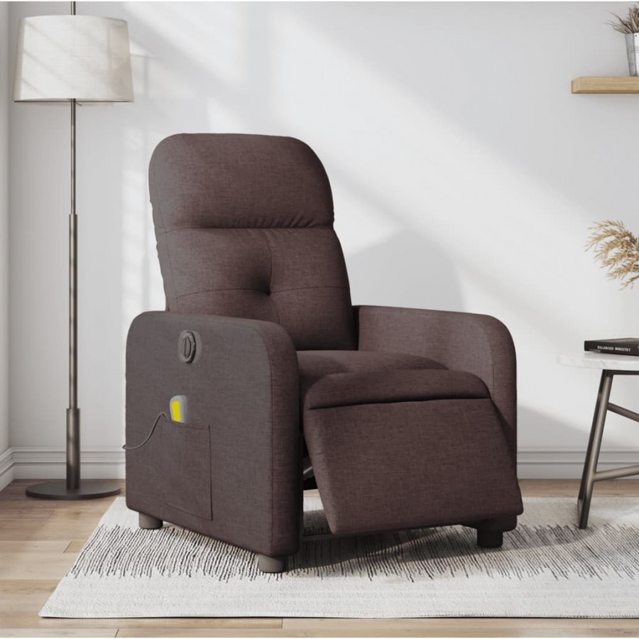 Fauteuil de massage inclinable électrique Marron foncé Tissu