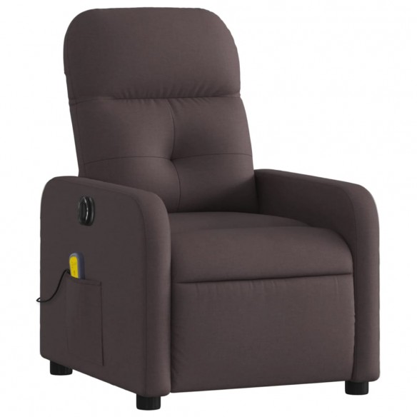 Fauteuil de massage inclinable électrique Marron foncé Tissu