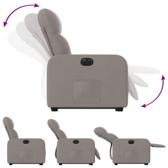 Fauteuil inclinable électrique taupe tissu