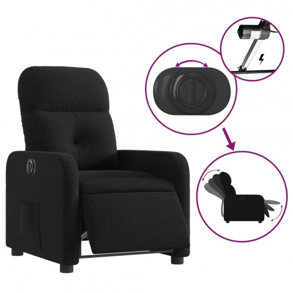 Fauteuil inclinable électrique Noir Tissu