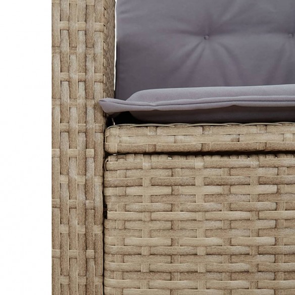 Banc inclinable de jardin avec coussins beige résine tressée