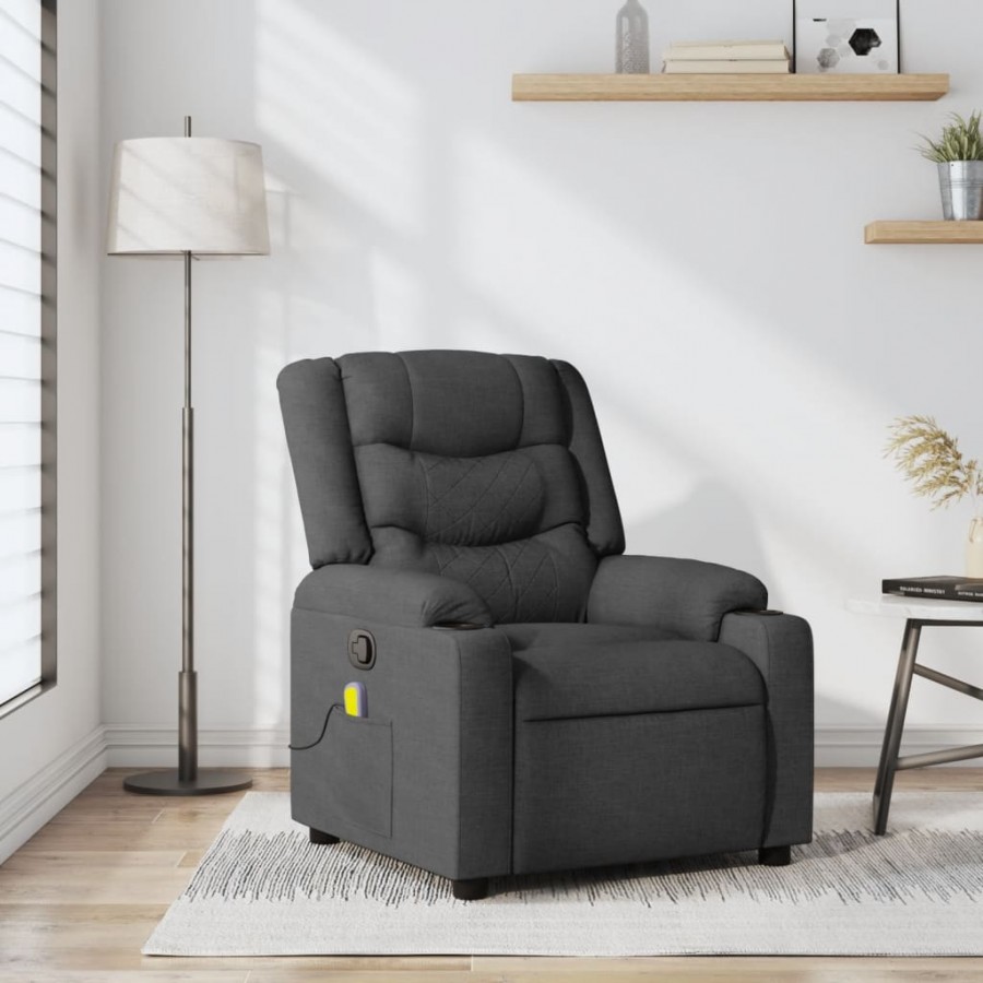 Fauteuil de massage inclinable Gris foncé Tissu