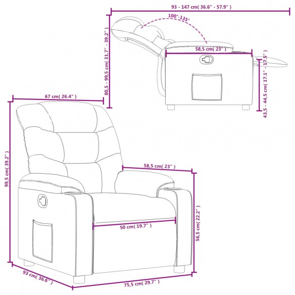 Fauteuil inclinable Marron foncé Tissu