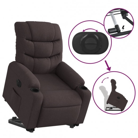 Fauteuil inclinable électrique marron foncé tissu