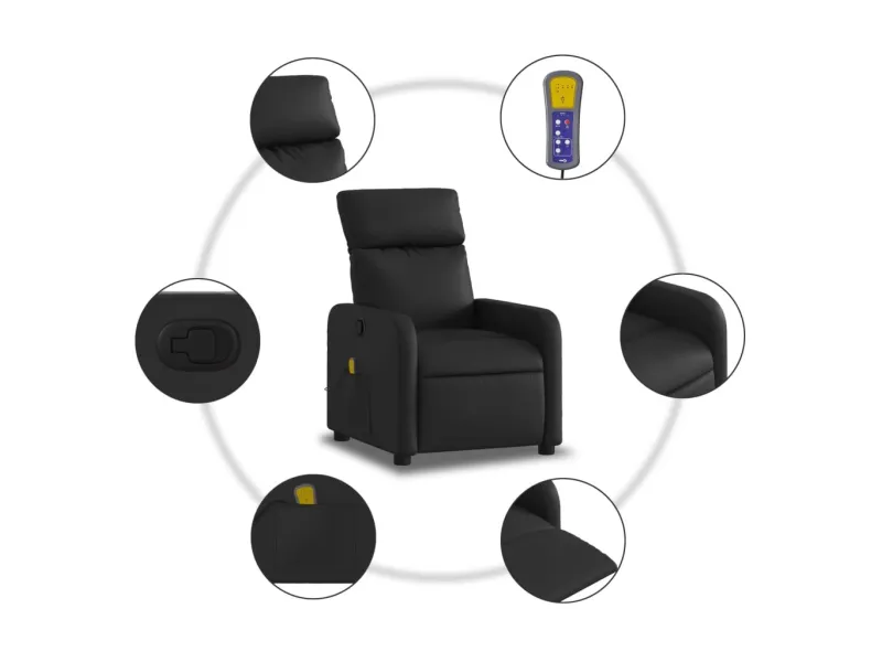 Fauteuil de massage inclinable Noir Similicuir