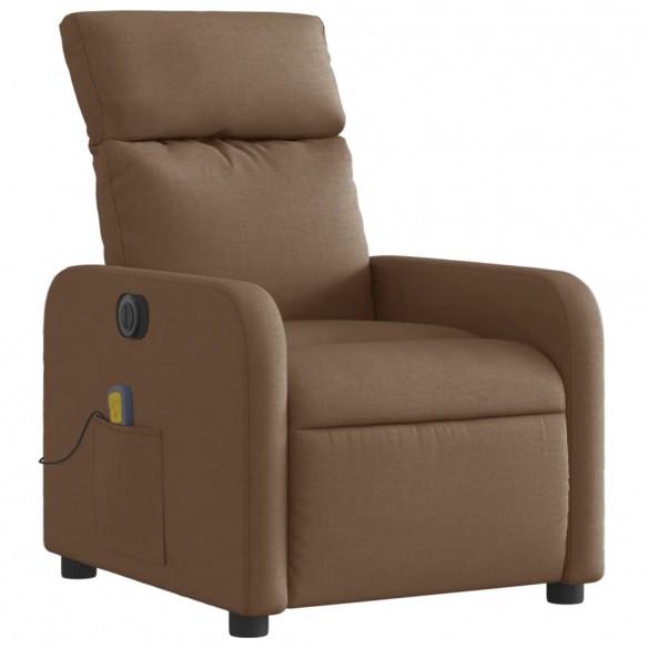 Fauteuil inclinable de massage électrique marron tissu