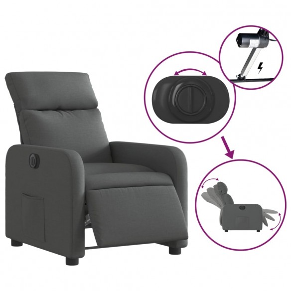 Fauteuil inclinable électrique Gris foncé Tissu