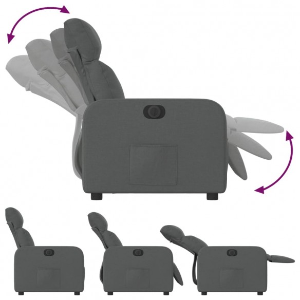 Fauteuil inclinable électrique Gris foncé Tissu