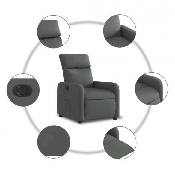 Fauteuil inclinable électrique Gris foncé Tissu