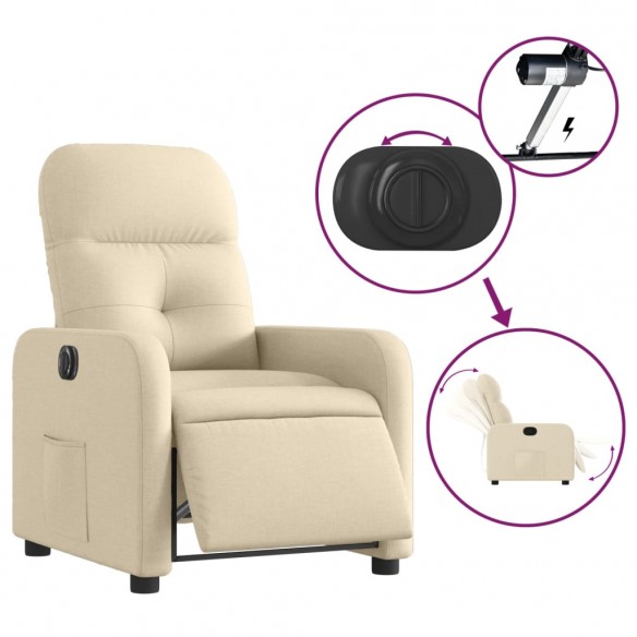 Fauteuil inclinable électrique Crème Tissu