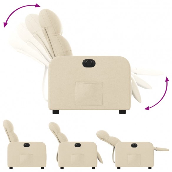 Fauteuil inclinable électrique Crème Tissu