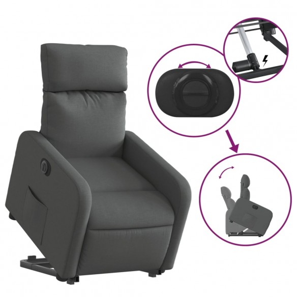 Fauteuil inclinable électrique gris foncé tissu