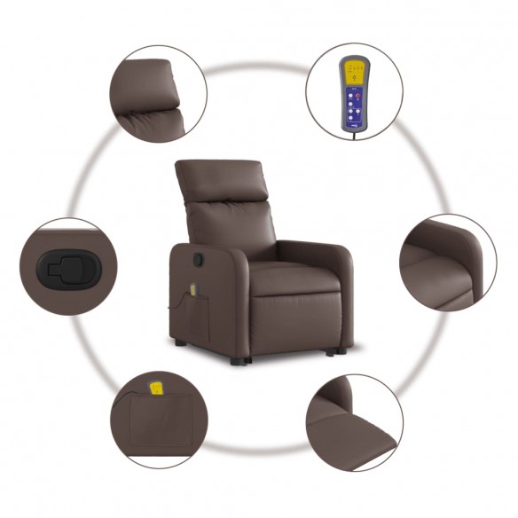 Fauteuil inclinable de massage Marron Similicuir