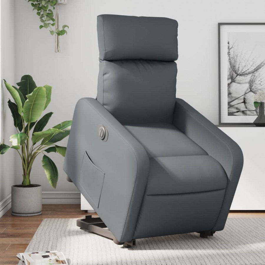 Fauteuil inclinable électrique gris similicuir