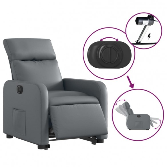 Fauteuil inclinable électrique gris similicuir