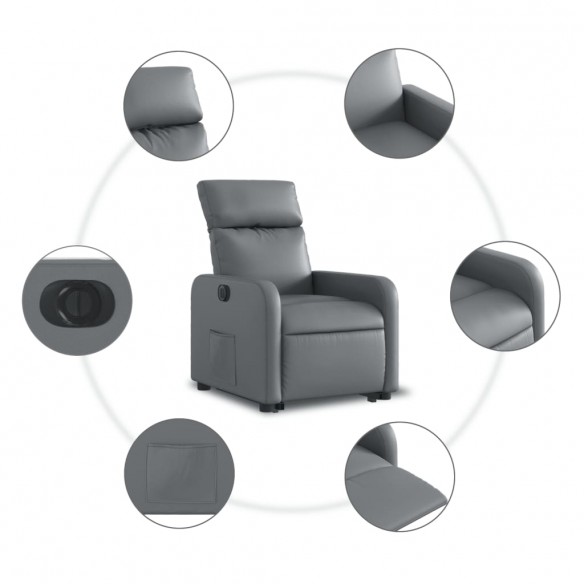 Fauteuil inclinable électrique gris similicuir