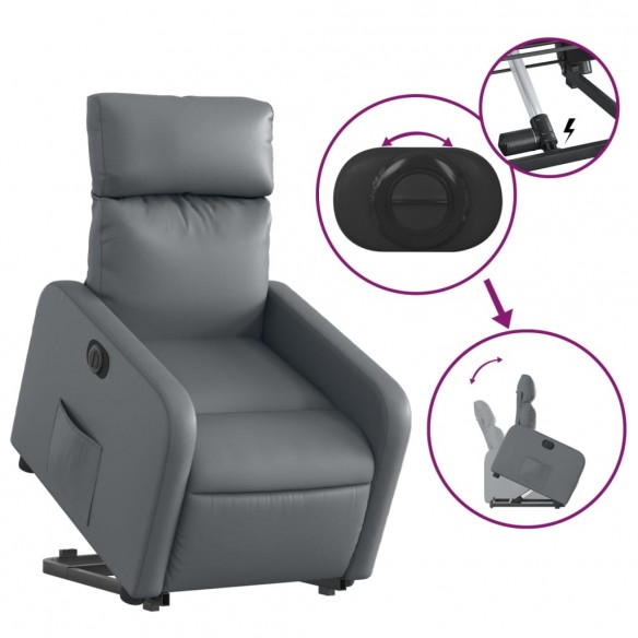 Fauteuil inclinable électrique gris similicuir