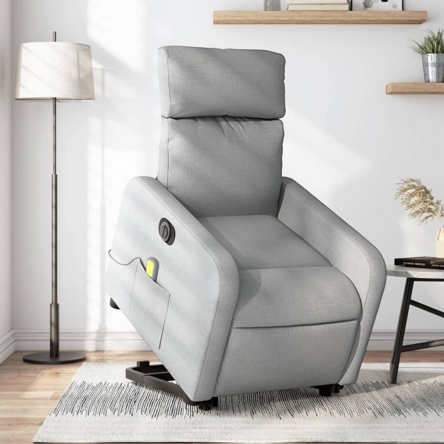 Fauteuil inclinable de massage électrique Gris clair Tissu