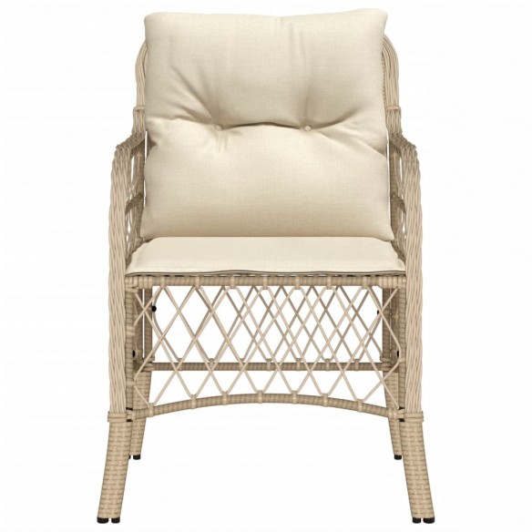 Chaises de jardin avec coussins lot de 2 beige résine tressée