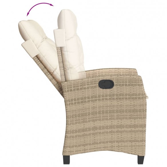 Chaise inclinable de jardin avec coussins beige résine tressée