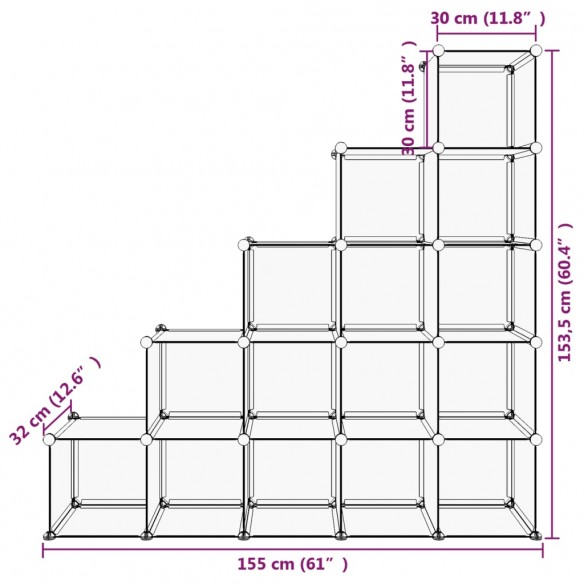 Cubes de rangement 15 pcs Transparent PP