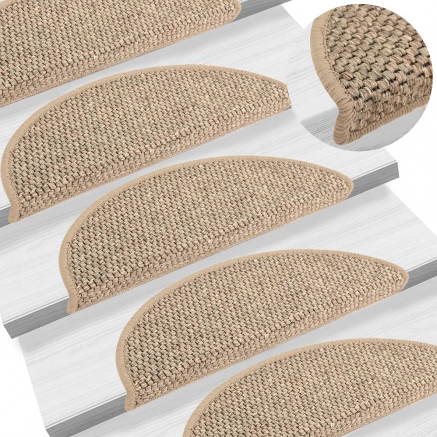 Tapis d'escalier autocollants 15 pcs 56x17x3 cm Beige foncé