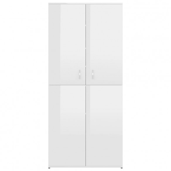 Armoire à chaussures Blanc brillant 80x39x178 cm Aggloméré