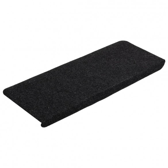 Tapis d'escalier auto-adhésifs 15 pcs 65x24,5x3,5 cm Noir