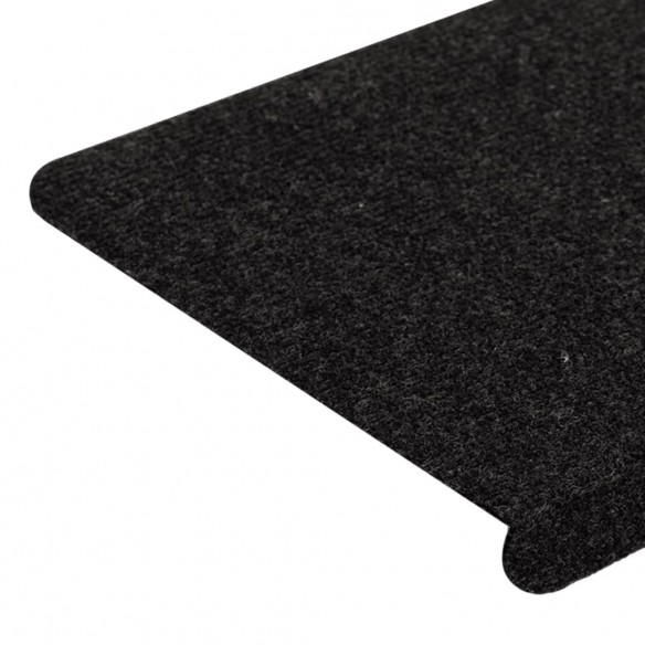 Tapis d'escalier auto-adhésifs 15 pcs 65x24,5x3,5 cm Noir