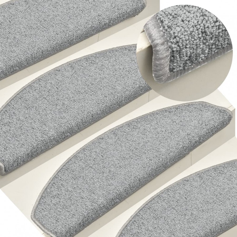 Tapis de marches d'escalier 15 pcs Gris clair 65x24x4 cm