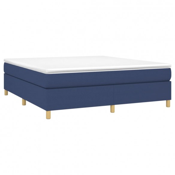 Cadre de lit avec matelas Bleu 160x200 cm Tissu