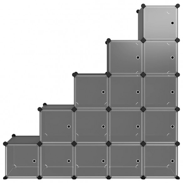 Cubes de rangement 15 pcs avec portes Noir PP