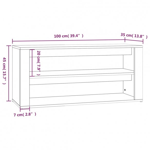 Étagère à chaussures Chêne sonoma 100x35x45cm Bois d'ingénierie