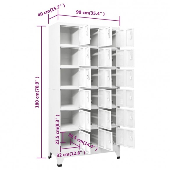 Armoire à casier avec 18 compartiments Métal 90x40x180 cm