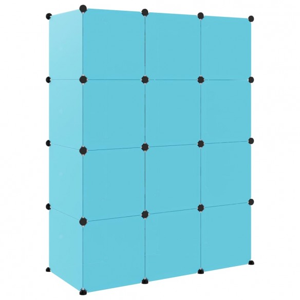 Armoire de rangement pour enfants avec 12 cubes Bleu PP