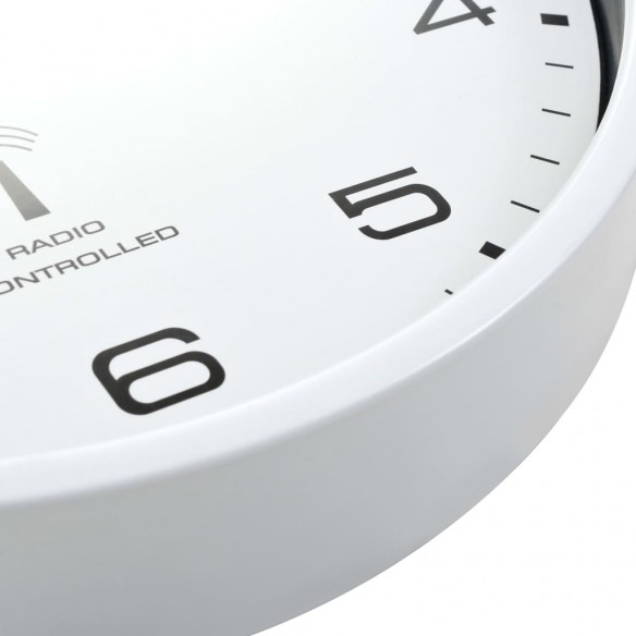 Horloge murale radioguidée avec mouvement à quartz 31 cm Blanc