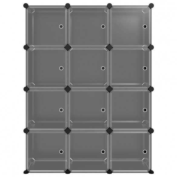 Cubes de rangement 12 pcs avec portes Noir PP