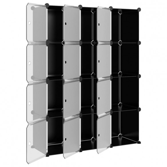 Cubes de rangement 12 pcs avec portes Noir PP