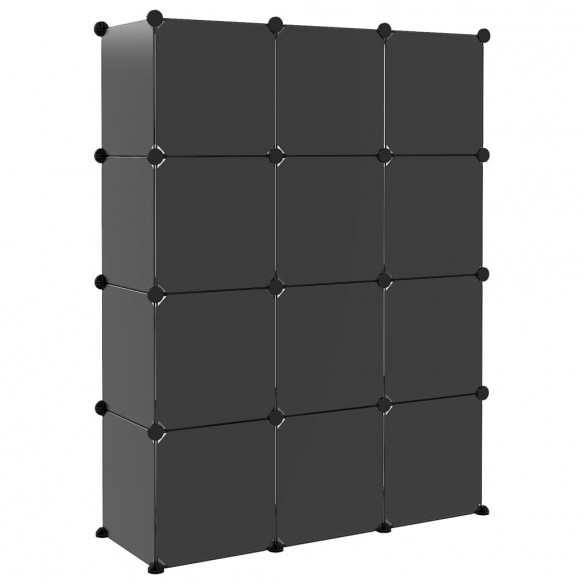 Cubes de rangement 12 pcs avec portes Noir PP