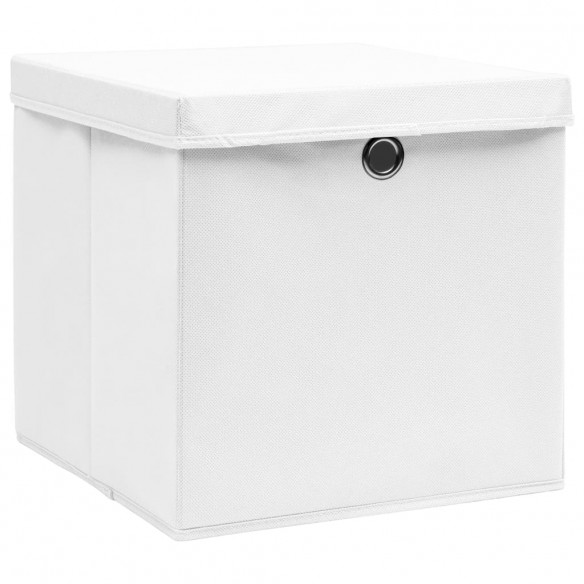 Boîtes de rangement avec couvercle 10pcs Blanc 32x32x32cm Tissu