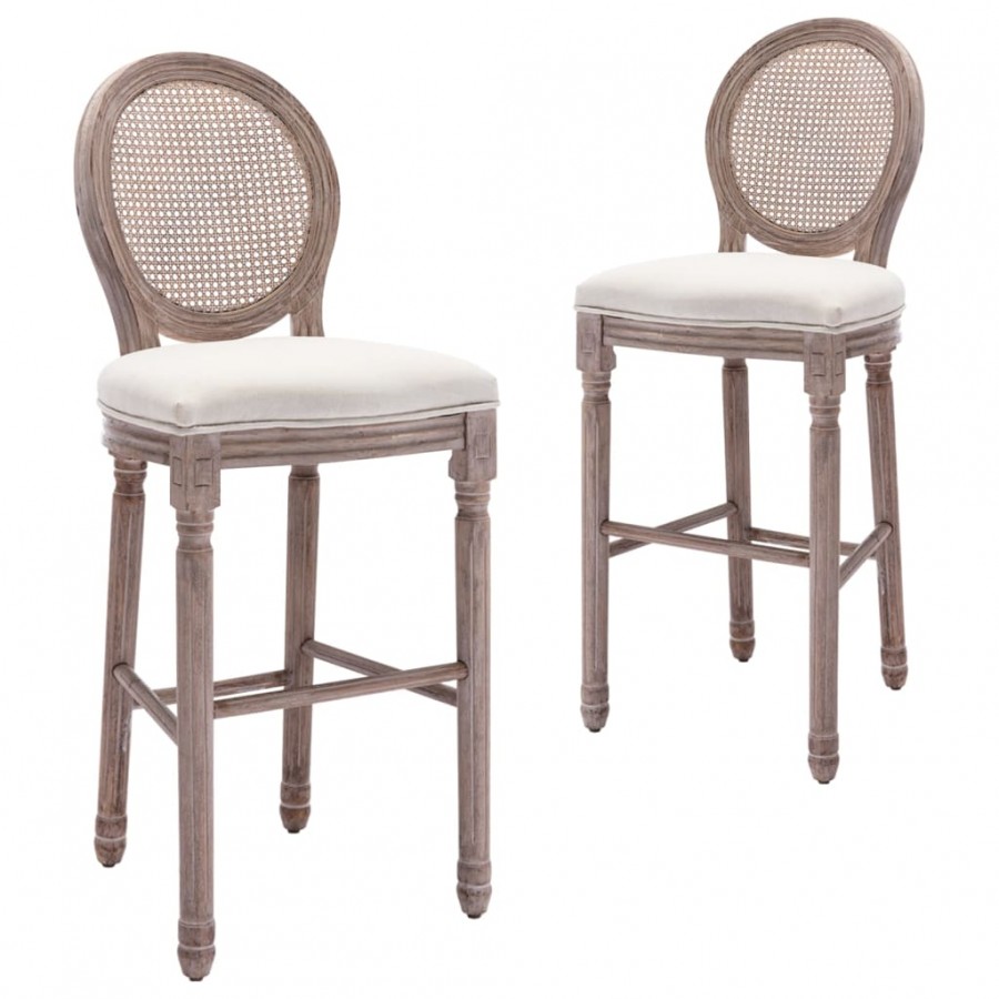 Tabourets de bar lot de 2 blanc lin