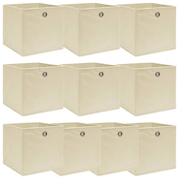 Boîtes de rangement 10 pcs Crème 32x32x32 cm Tissu