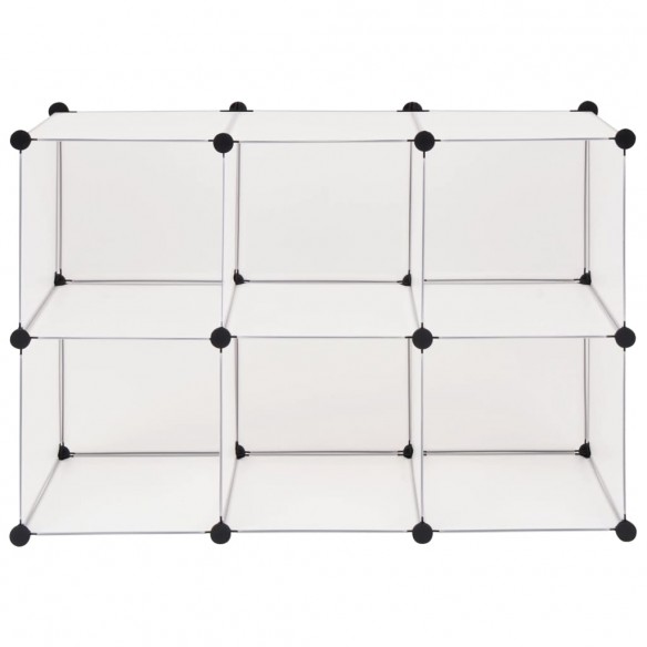 Organisateur de rangement cube avec 6 compartiments Blanc